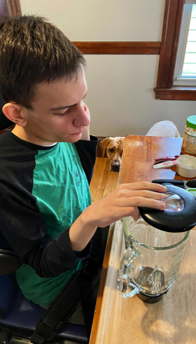 Ivan making a smoothie.