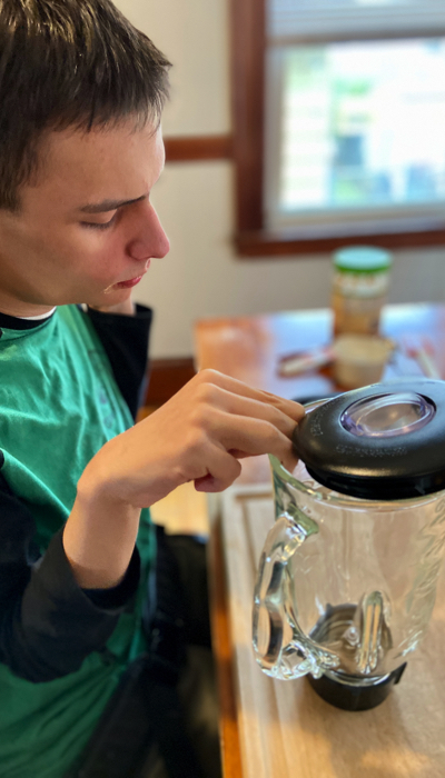 Ivan making a smoothie.