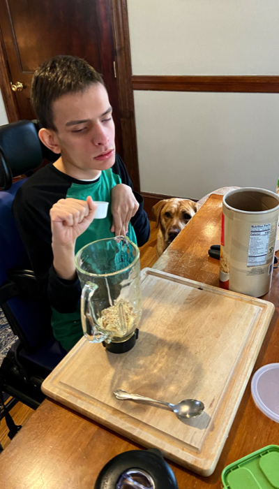 Ivan making a smoothie.