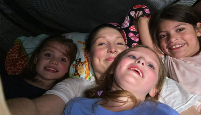 Rachel and her daughters enjoying their Safety Sleeper.