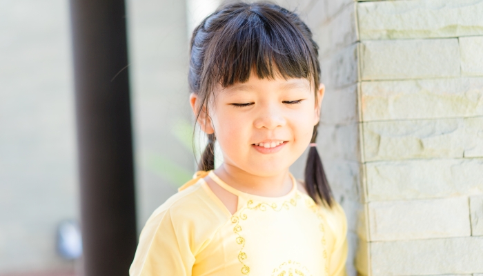 Blind little vietnamese girl.