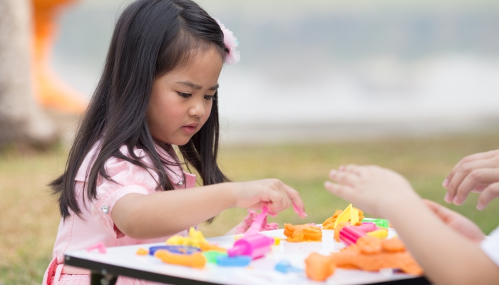 asian kid play dough color.