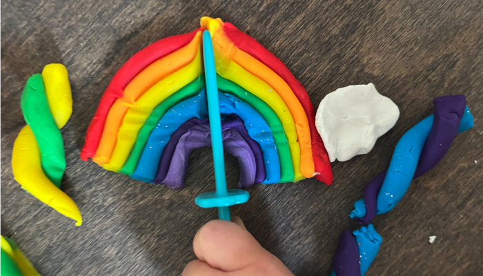 Rainbow Playdough Cutting Station