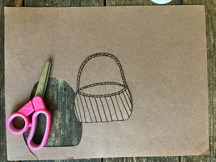 Cutting out the basket.