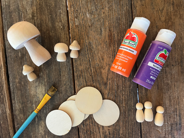 Items you will need for the mushroom color sorting activity.