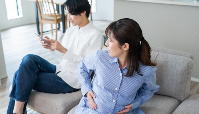 Japanese couple quarreling at home.