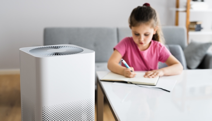 Air Purifier Modern Health Technology In Living Room.