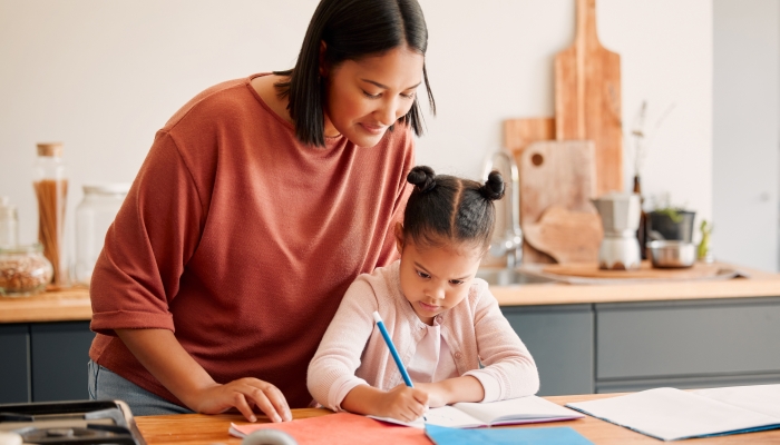 Autistic child enjoying homeschool.