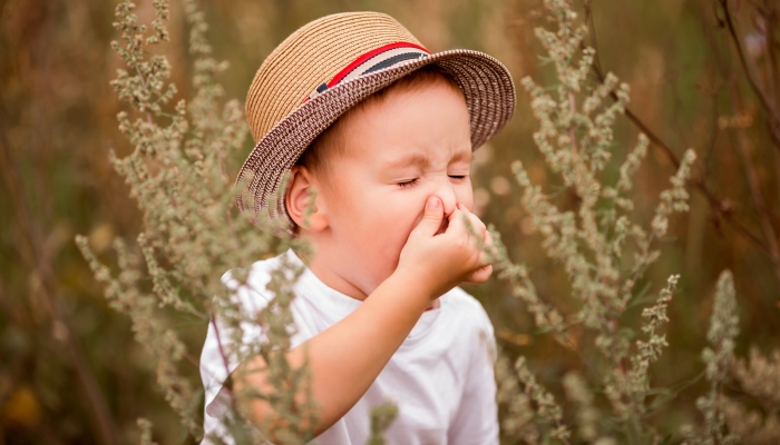 Child with pollen allergy.