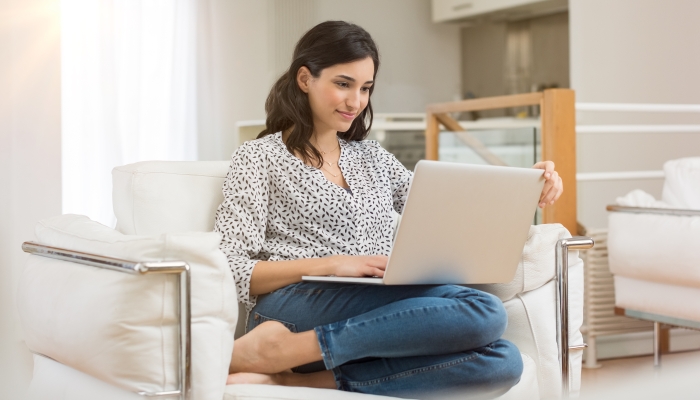 Young woman doing research work.