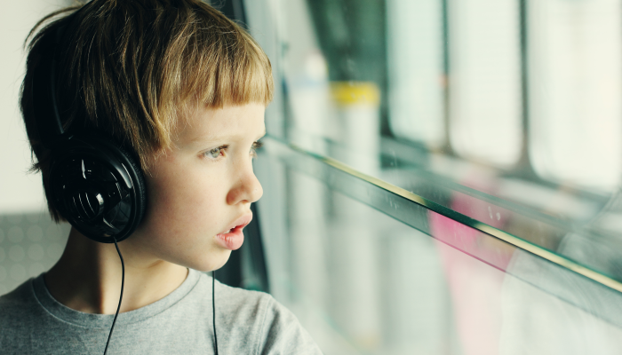 Boy with headphones.