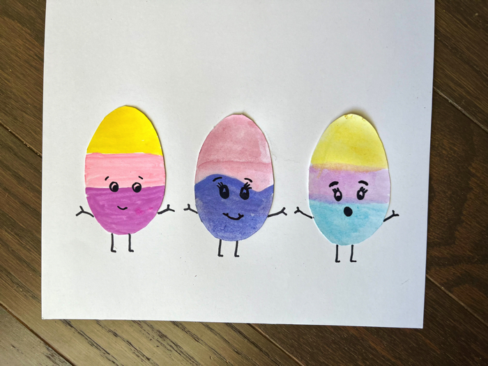 Three eggs on the Easter Egg Greeting Card Craft.