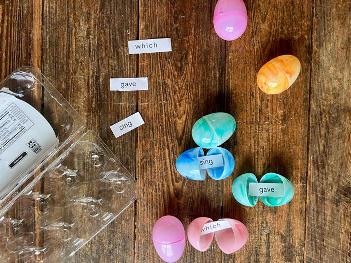 Sight word Easter egg hunt supplies and how to.