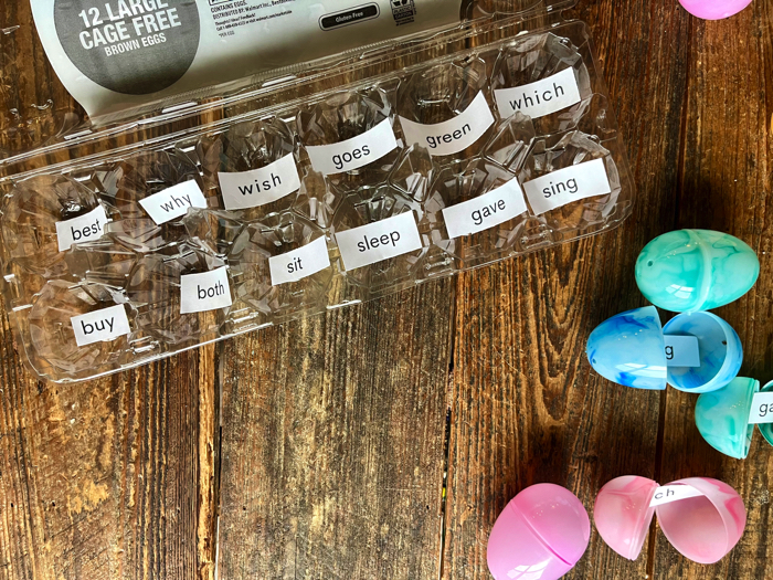 Sight word Easter egg hunt supplies and how to.