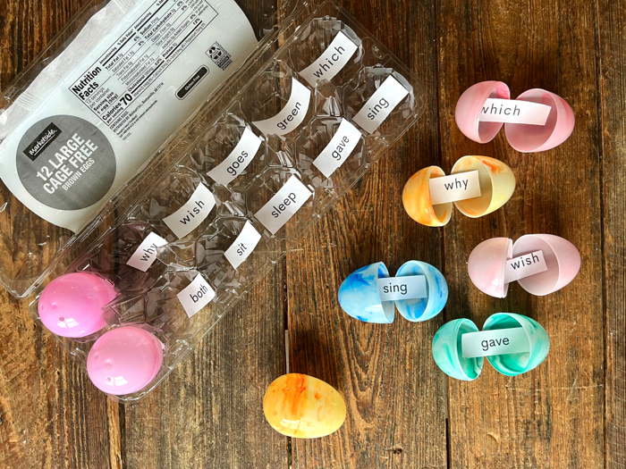 Sight word Easter egg hunt supplies and how to.