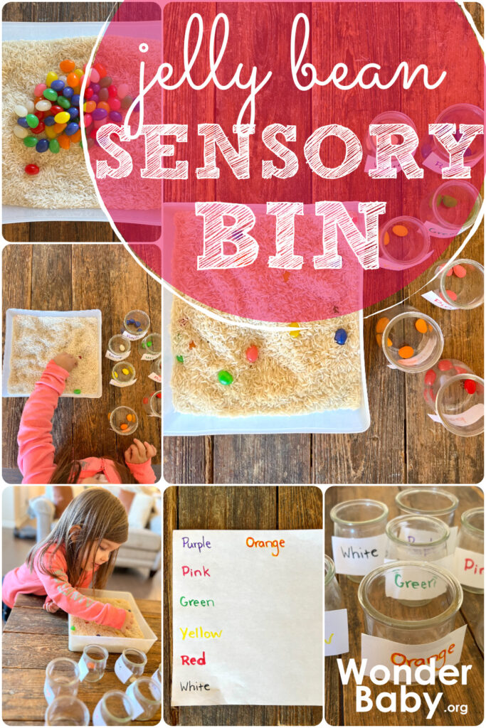 Jelly Bean Sensory Bin and Color Sorting